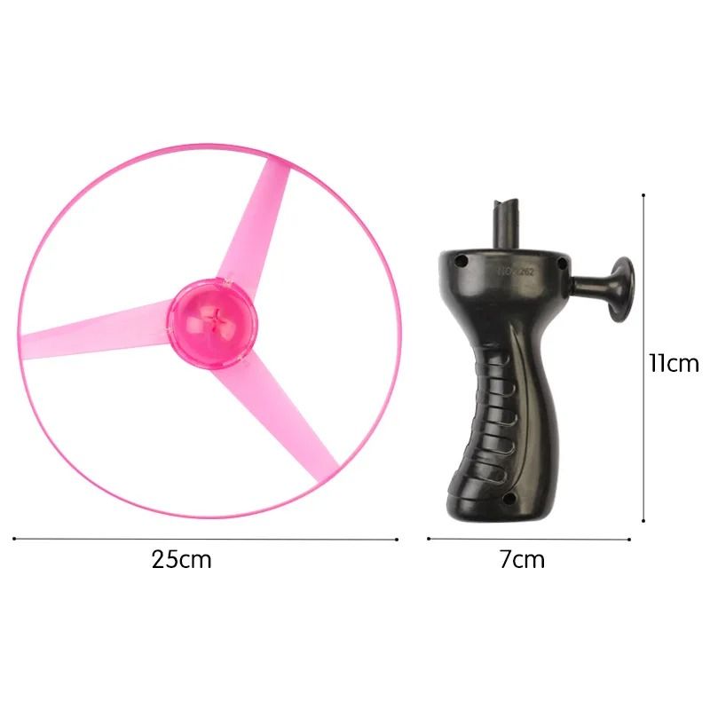 Kids Luminous Flying Disc Propeller Toy With LED Lighting Pull String Launcher