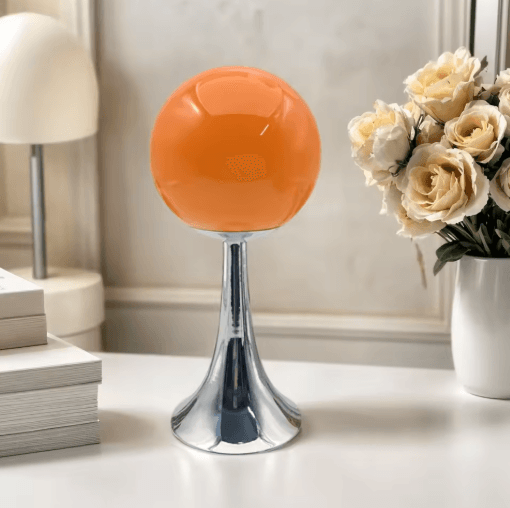 Glass Round Table Lamp Elegant Bedside and Desktop Night Light for Cozy Room Atmosphere