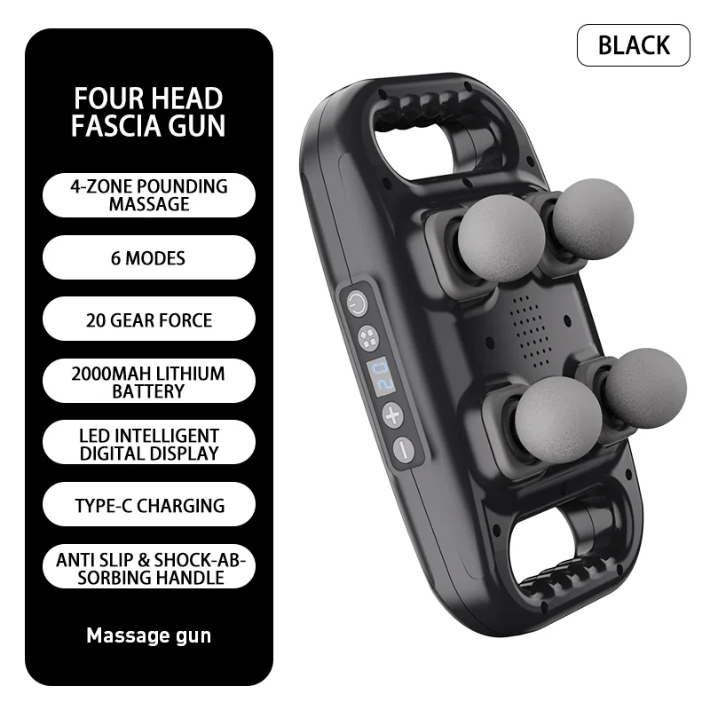 Professional Grade Wireless Waist Massage, Four Head Fascia Gun, Back Deep High Frequency Muscle Relaxation