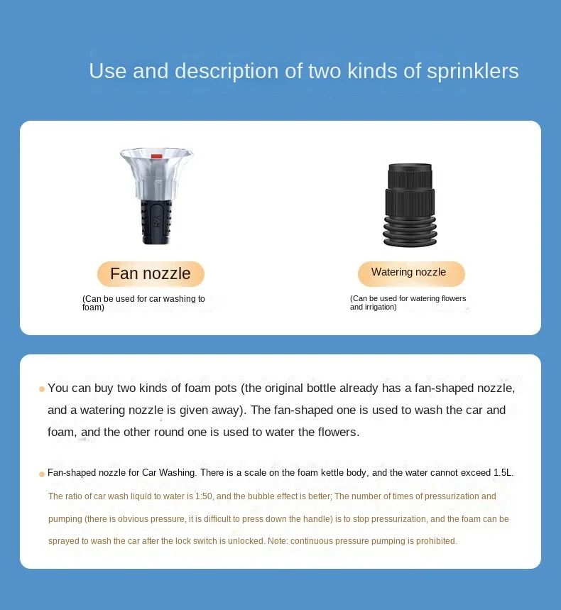 2L Hand Pump Foam Sprayer with Nozzles