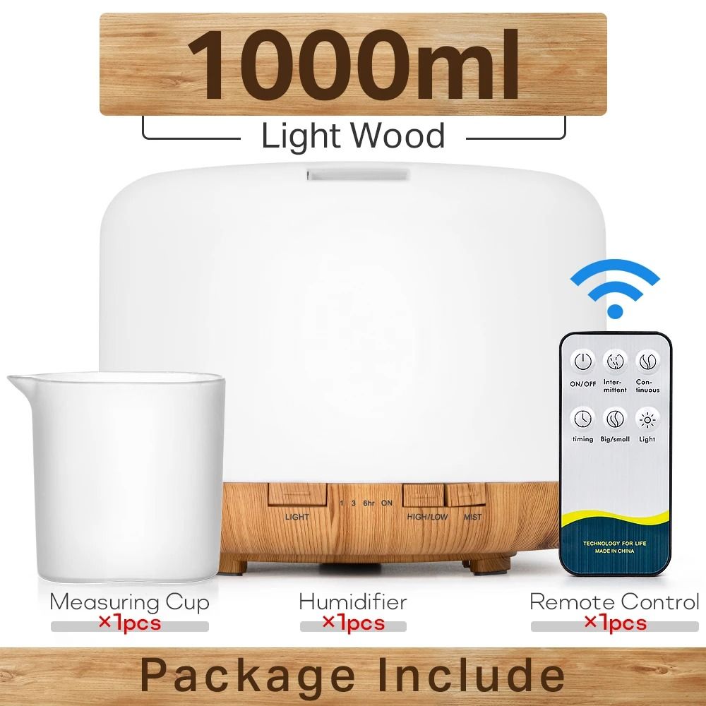 Ultrasonic Aromatherapy Diffuser with Remote Control and LED Light