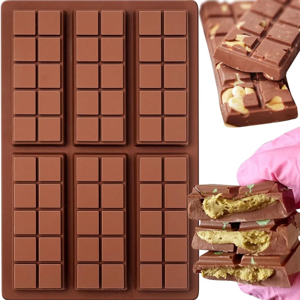 Deep Silicone Chocolate Bar Mold for Stuffed Dubai Pistachio Bars (Food-Grade, Non-Stick)