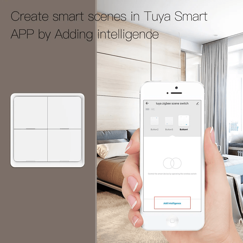 MOES Tuya ZigBee Scene Switch Controller with 4 Gang Wireless Smart Button for Home Automation