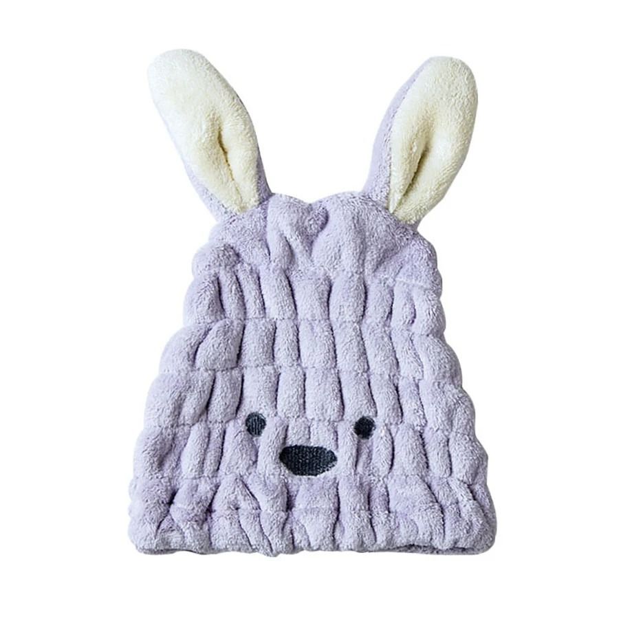 Cute Animal Quick Dry Hair Towel Hat Soft Plush Hair Wrap for Children
