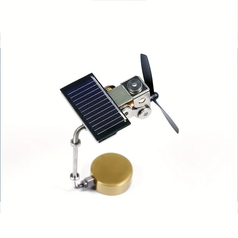 Solar Windmill Desk Ornament Copper Kinetic Science Toy Educational Decor