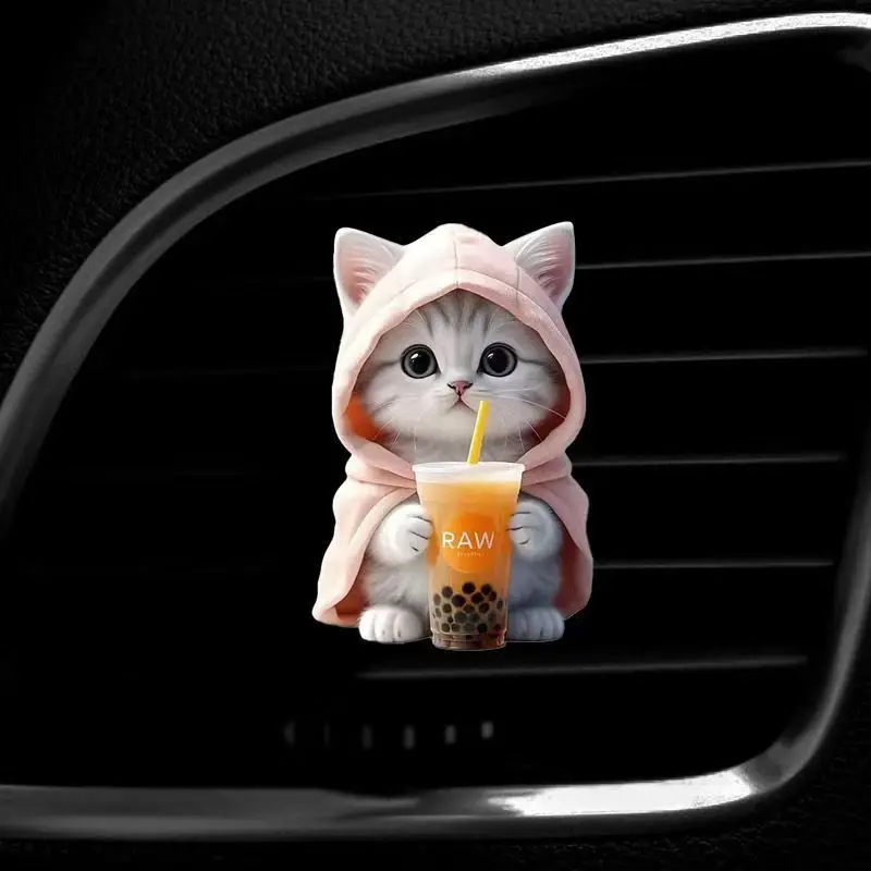 Cute cat acrylic car aromatherapy, long-lasting fragrance vent clip