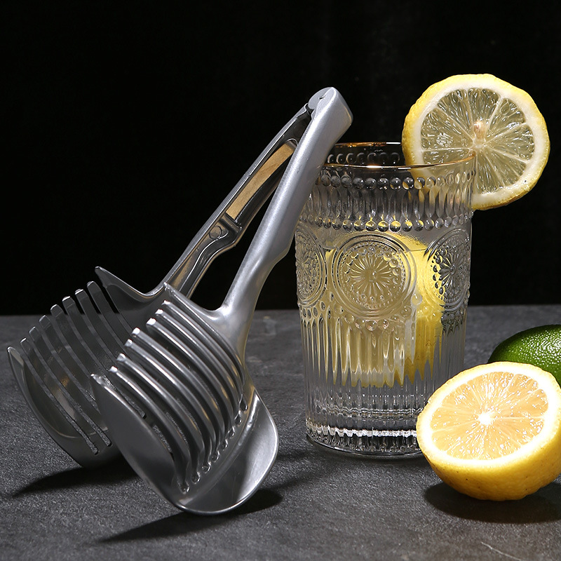 Stainless Steel Kitchen Handheld Orange Lemon Slicer Tomato Cutting Clip Fruit Slicer Onion Slicer Kitchen Item Cutter