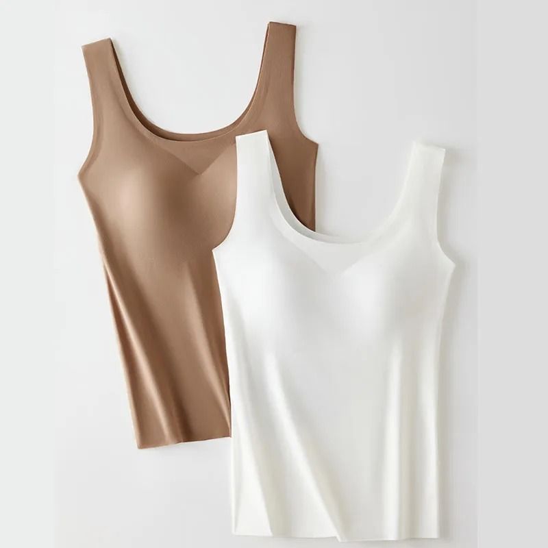 Women Seamless Ice Silk Tank Top with Chest Pads