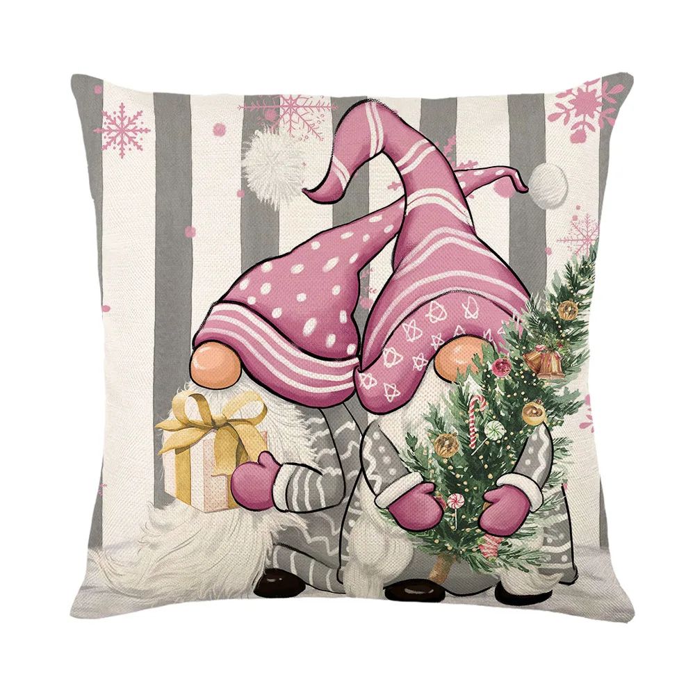 Christmas Snowman Throw Pillow Cover – Festive Linen Cushion Case for Sofa & Holiday Decor