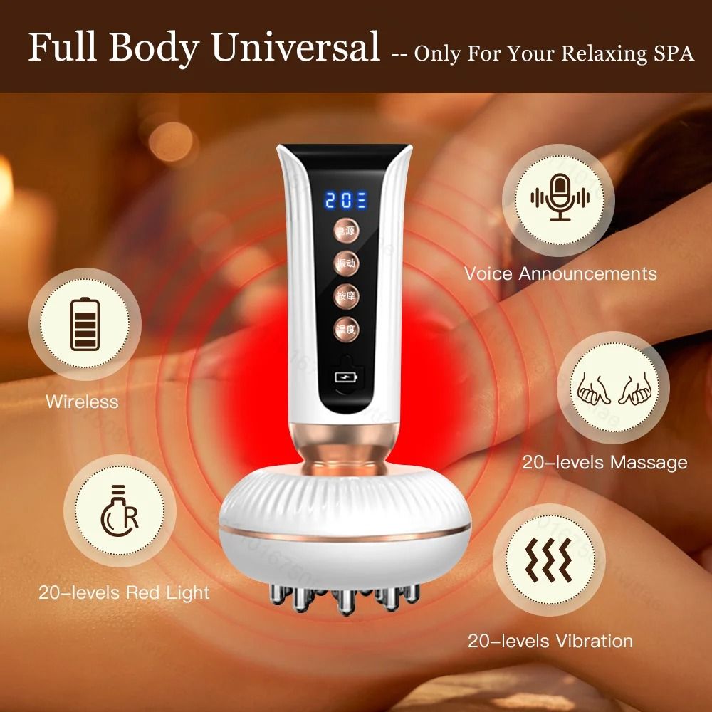 Red Light Heated Body Shaping Massage Brush with EMS and Guasha Therapy