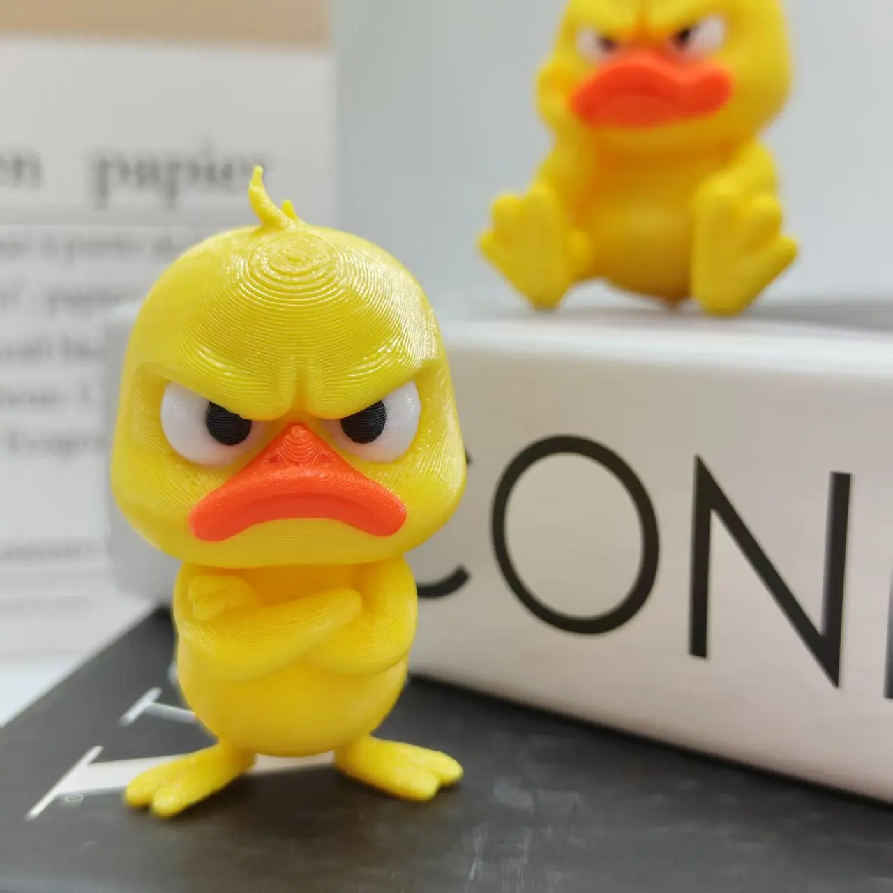 Angry Yellow Duck Statue, Humorous Indoor/Outdoor Funny Duck Decoration for Home and Car