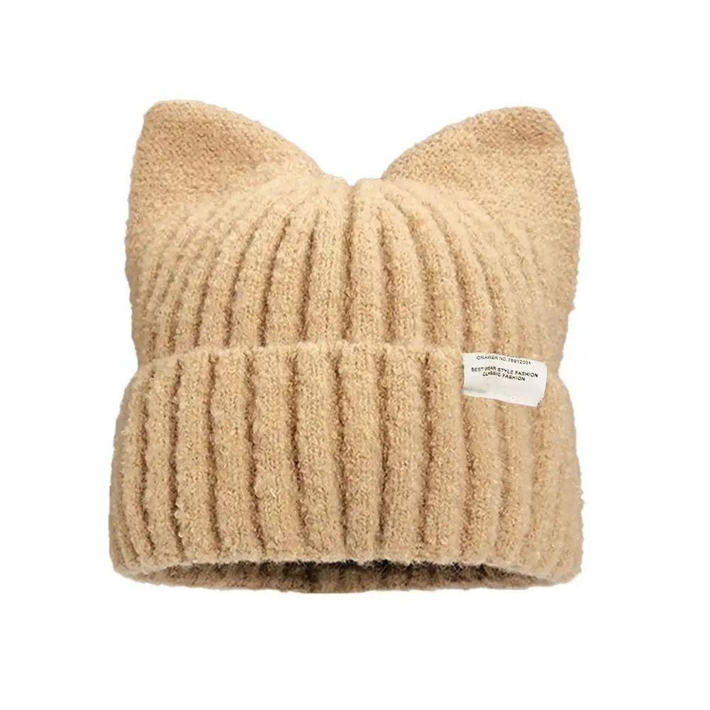 Cute Cat Ears Beanie – Autumn & Winter Warm Knitted Pullover Hat