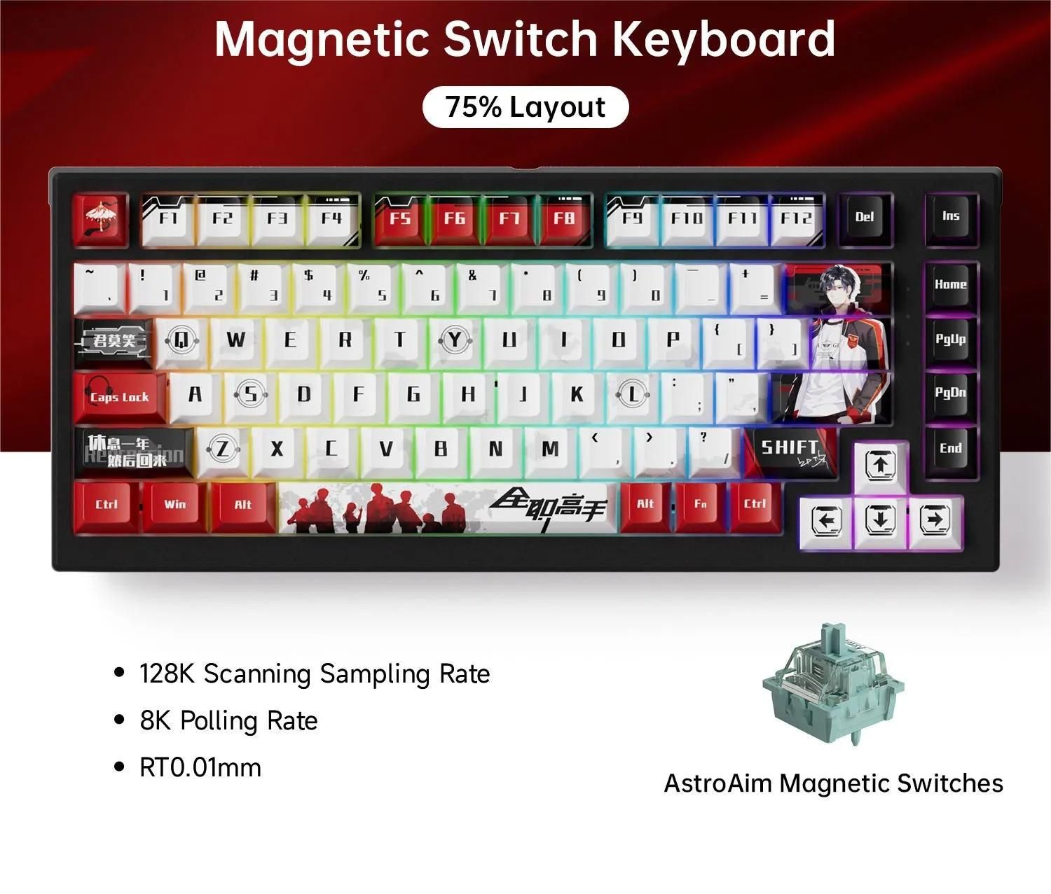 Wired Compact Gaming Keyboard with Magnetic Switches and RGB Lighting
