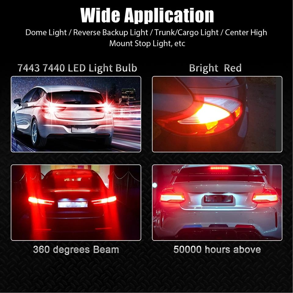 LED Red Strobe Flash Brake Stop Tail Parking Light Bulbs
