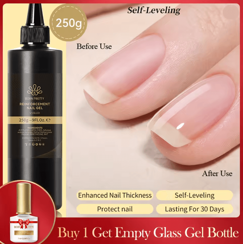 BORN PRETTY 10 in 1 Glue Gel Nail Polish with Rubber Base and Super Bright Top Coat