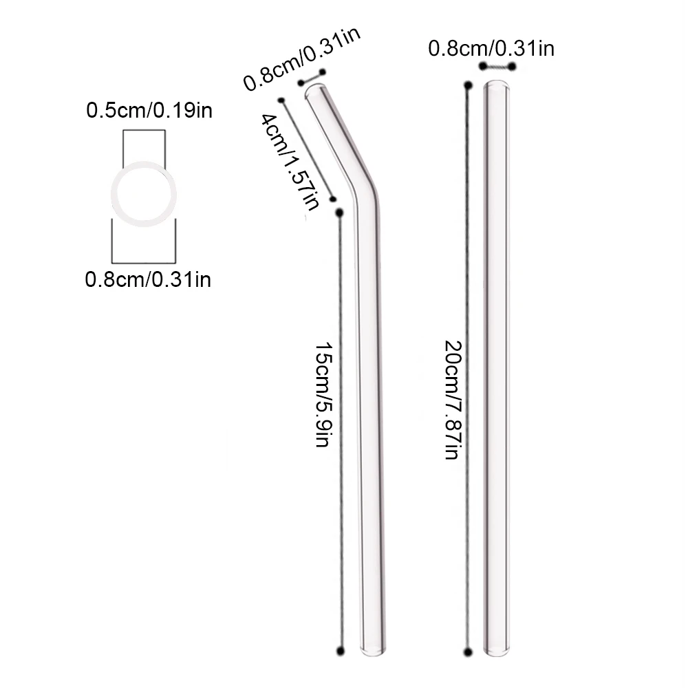 High Borosilicate Glass Straws Set – Eco-Friendly & Reusable Drinking Straws for Smoothies, Bubble Tea, and Bars