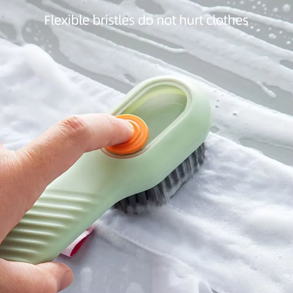 Multifunction Long-Handle Shoe Cleaning Brush with Soft Bristles and Automatic Liquid Dispenser