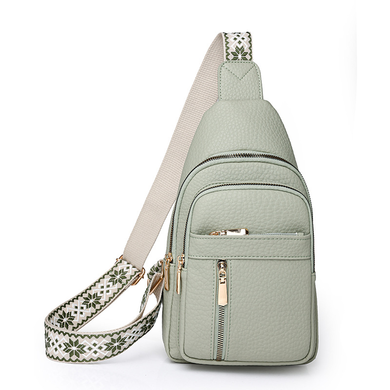 Fashionable Retro Womens Bag PU Leather Crossbody Chest Bag with Zipper