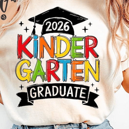Kindergarten Graduate 2026 Shirt Cute Kids Graduation Graphic Tee Colorful School T-Shirt