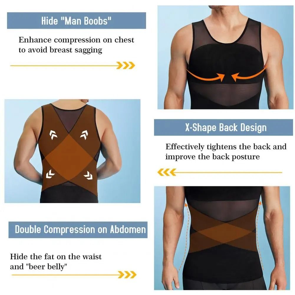 Mens Compression Tank Top Slimming Undershirt Body Shaper