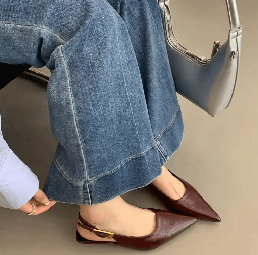 Summer Pointed Toe Slingback Mules – Elegant Low Heel Party Sandals