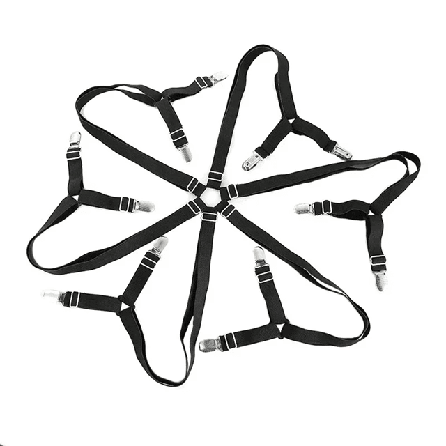 Adjustable Bed Sheet Holder Straps with Elastic Clips