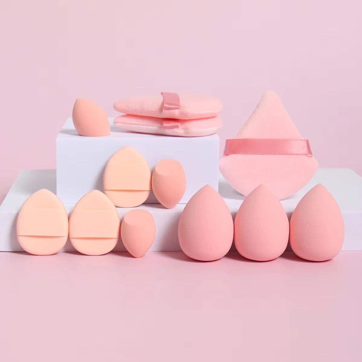 All-Purpose 12-Piece Makeup Sponge Set with Puffs and Beauty Eggs