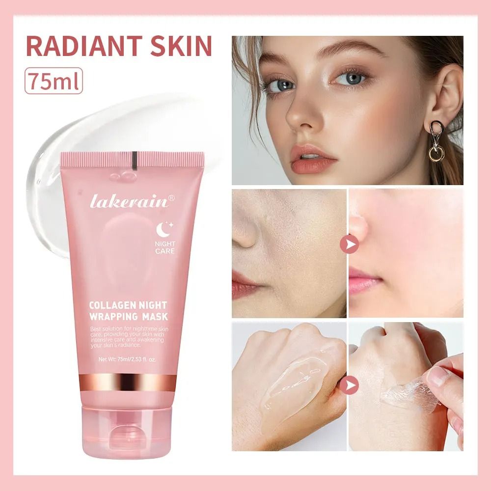 Collagen Night Wrapping Peel Off Mask 75ml Hydrating Korean Facial Mask Cream for Overnight Skin Repair and Glow