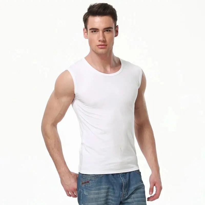 Mens Cotton Sleeveless Slim Fit Vest for Sports and Daily Wear