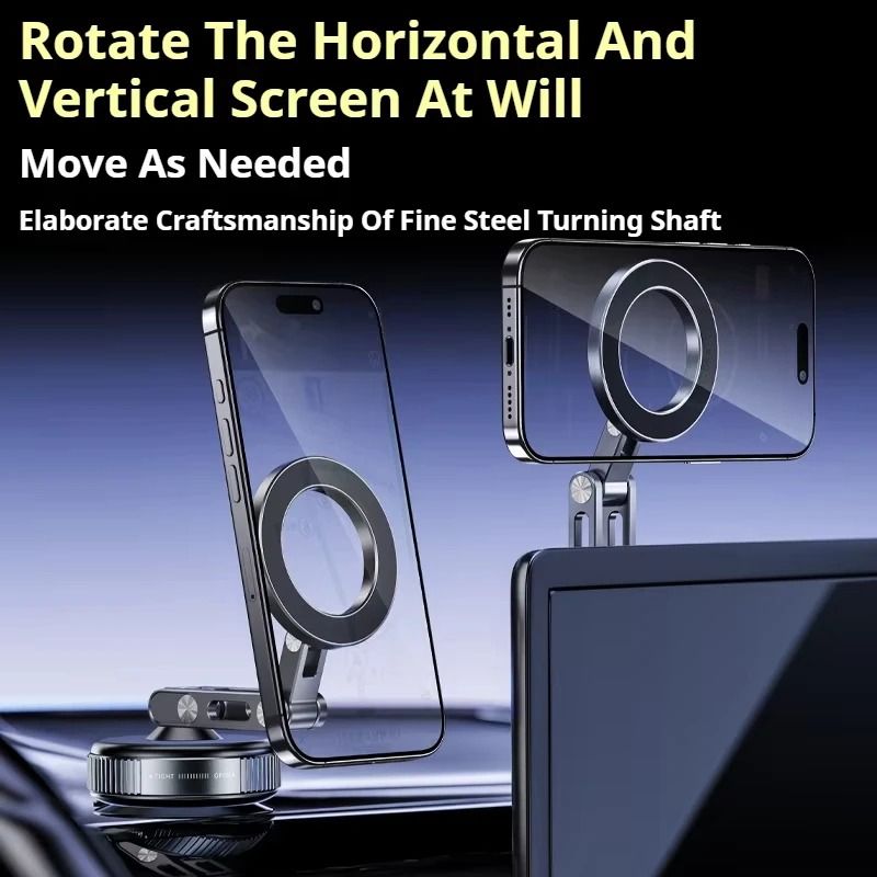 X53 Magnetic Folding Phone Mount – 360° Rotating Vacuum Suction Mag Stand – Universal Navigation & Streaming Hub
