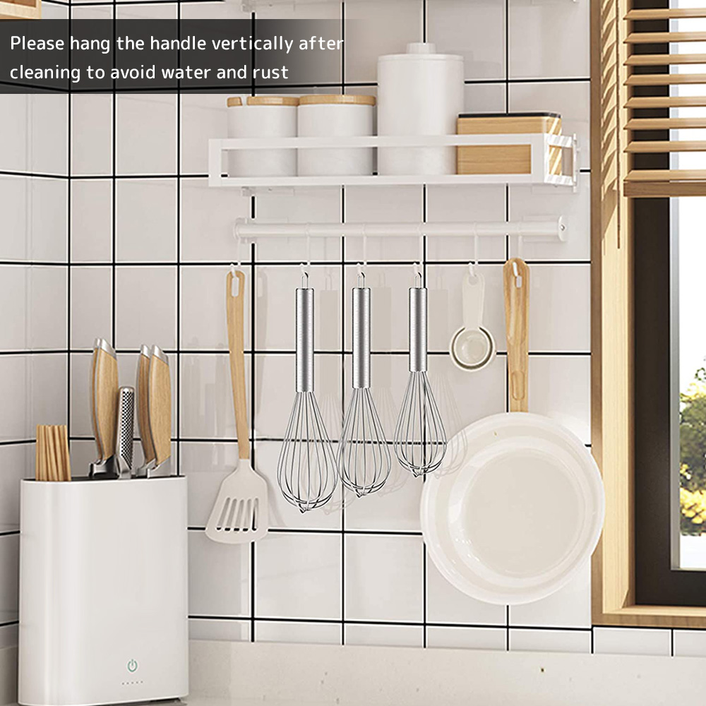 Stainless Steel Whisk Set, Wire Whisks With Stainless Grip, Kitchen Balloon Whisks