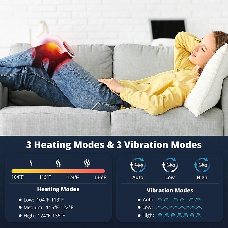 Wireless Heated Knee Massager With Vibration And Adjustable Temperature