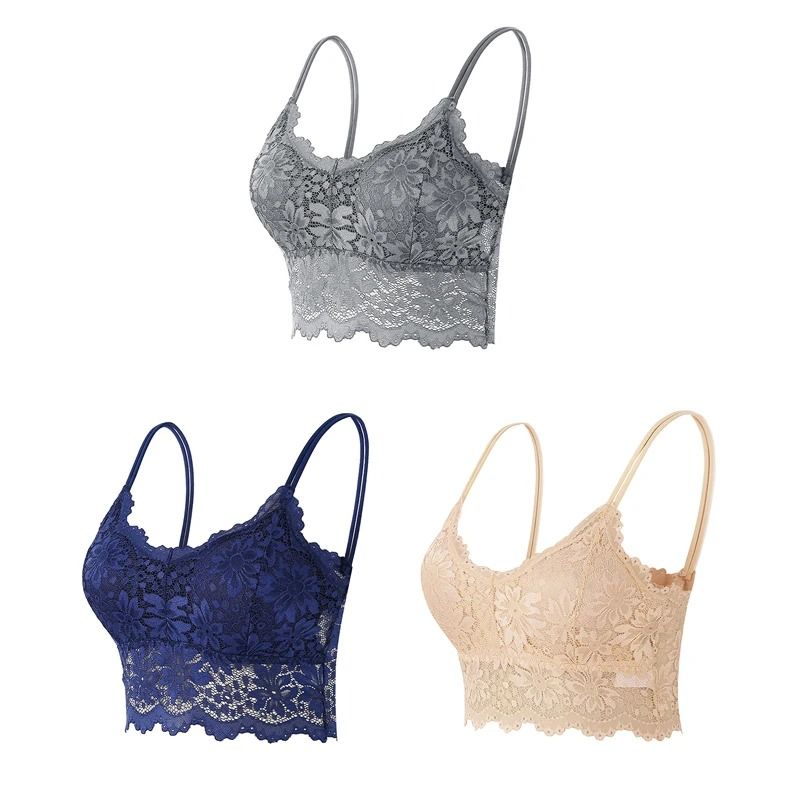 Elegance 3 Pack Lace Bralette Wireless Seamless Lingerie Top