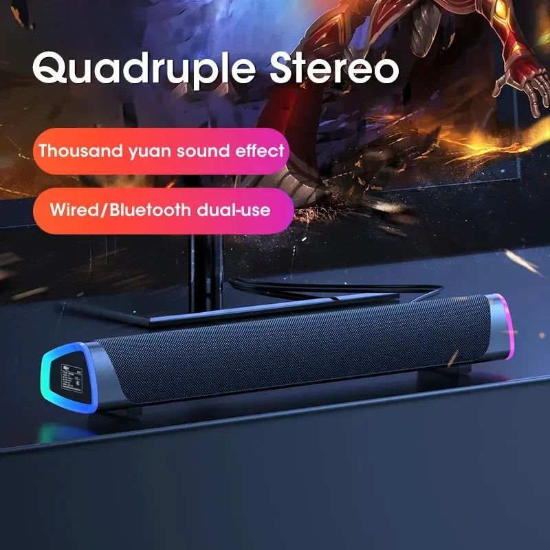 Compact 2.1 Channel Soundbar with Subwoofer – Bluetooth 5.0, USB Powered Stereo Bass for TV, PC & Laptop