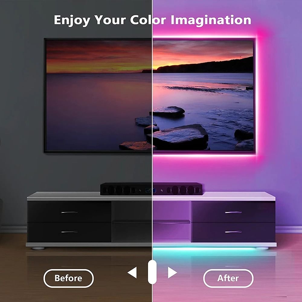 Bluetooth RGB LED Strip Light USB Powered Flexible Tape