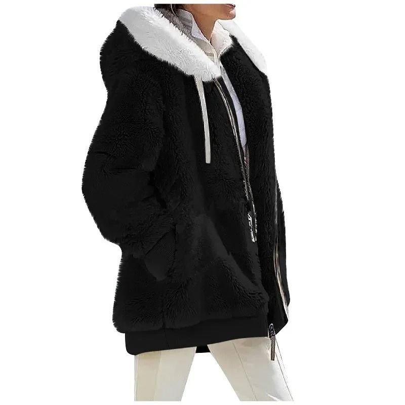 Autumn Winter Fashion Women Coat Casual Hooded Zipper Fleece Jacket