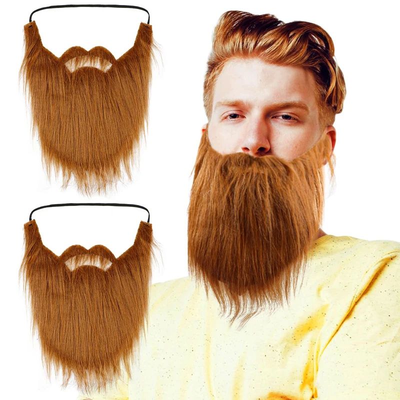 Funny Fake Beard & Long Hair Wig Set – Santa Claus White Beard + Black Big Beard Costume for Halloween Party Unisex Pr