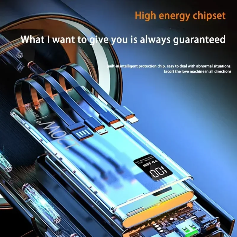 High Capacity Power Bank with Fast Charging Cables