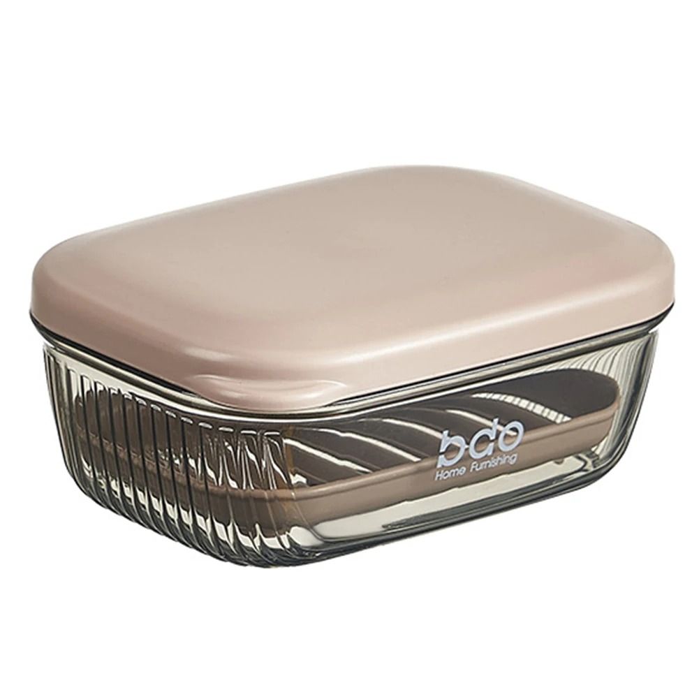 Transparent Clamshell Drain Soap Box With Cover