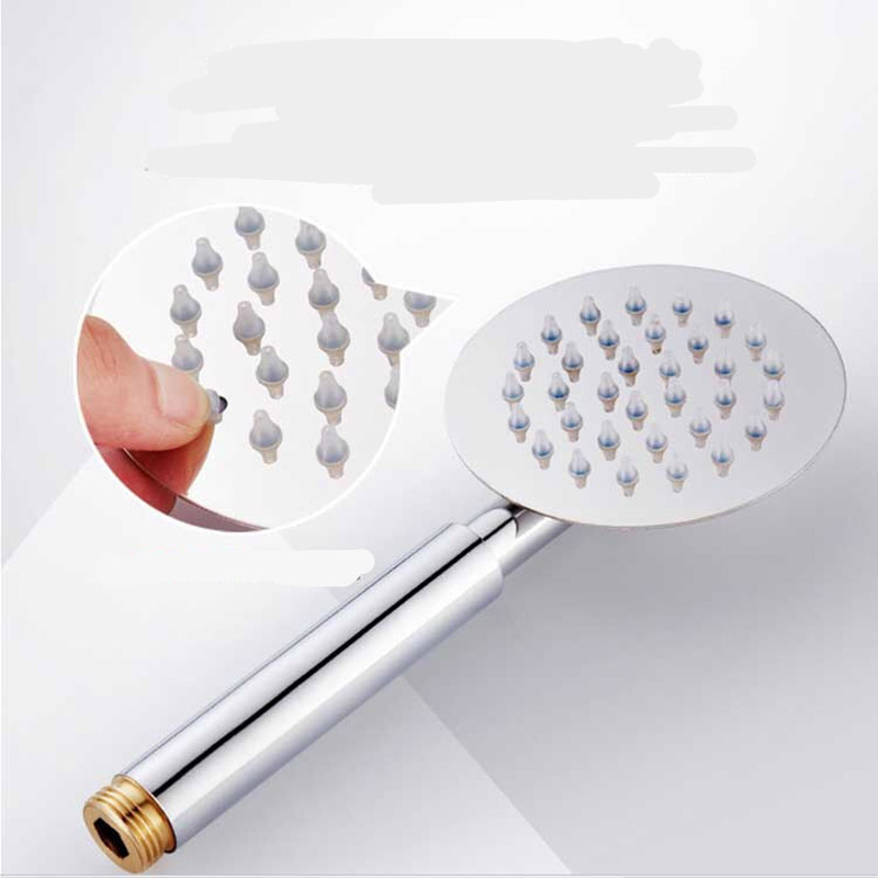 Booster Shower Head Handheld Set Stainless Steel Silicone Water Outlet Round Square