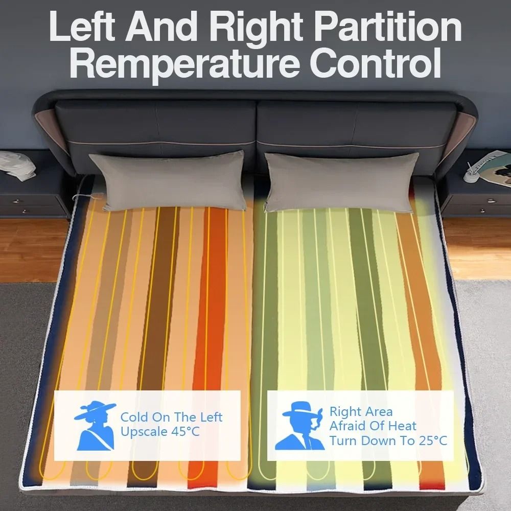 Electric Heating Blanket, Electric Blanket Thicker Heaters, Smart Control Heated Winter Carpet Mat for Bedroom Use