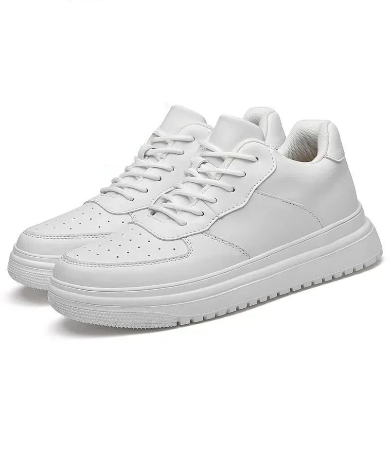 Height Increasing Shoes for Men Invisible Elevator Sneakers White Leather Sport Zapatillas De Hombre