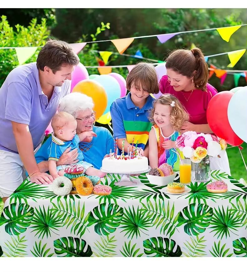 Jungle Palm Leaf Waterproof Birthday Party Table Cloth