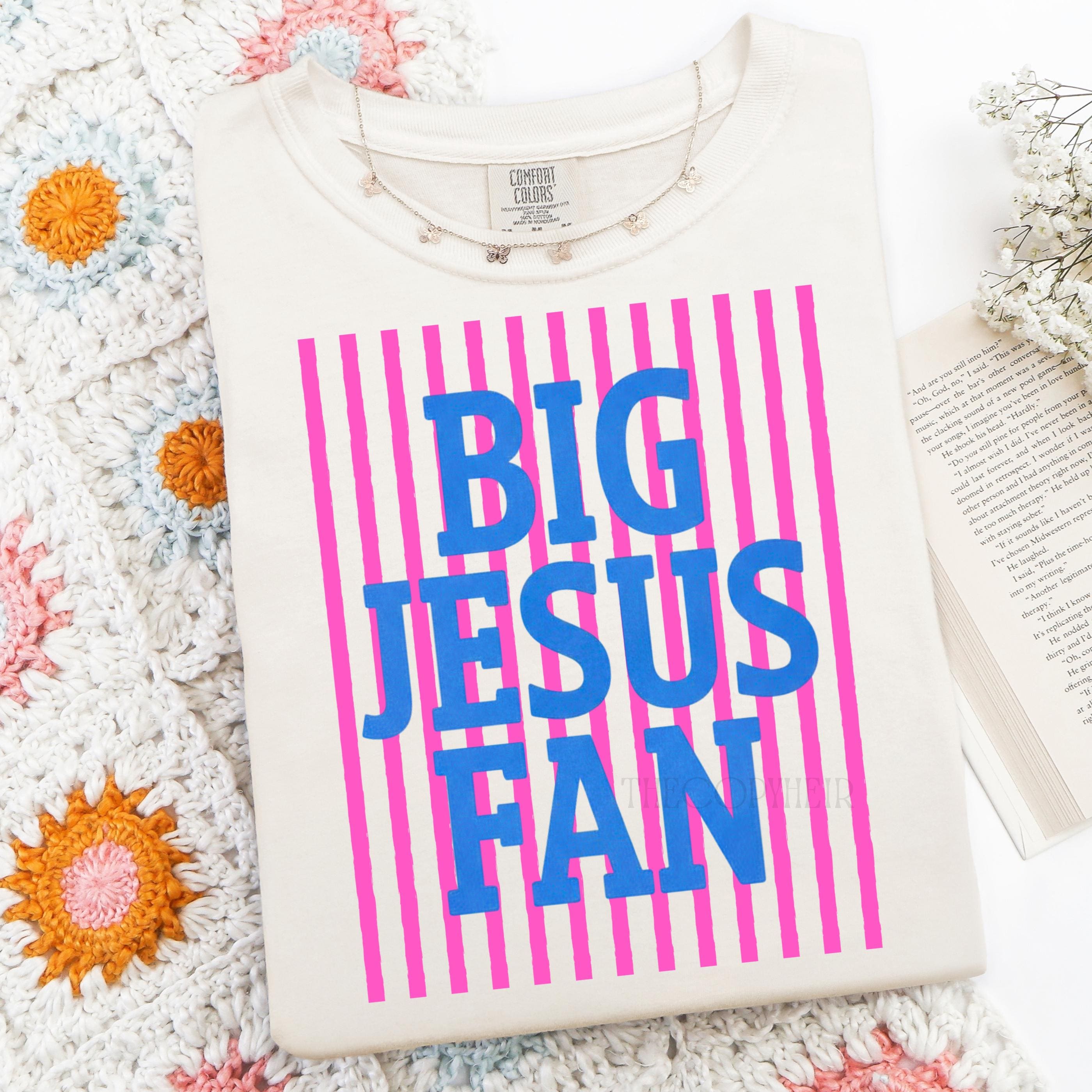Big Jesus Fan PNG Preppy Christian Striped Design