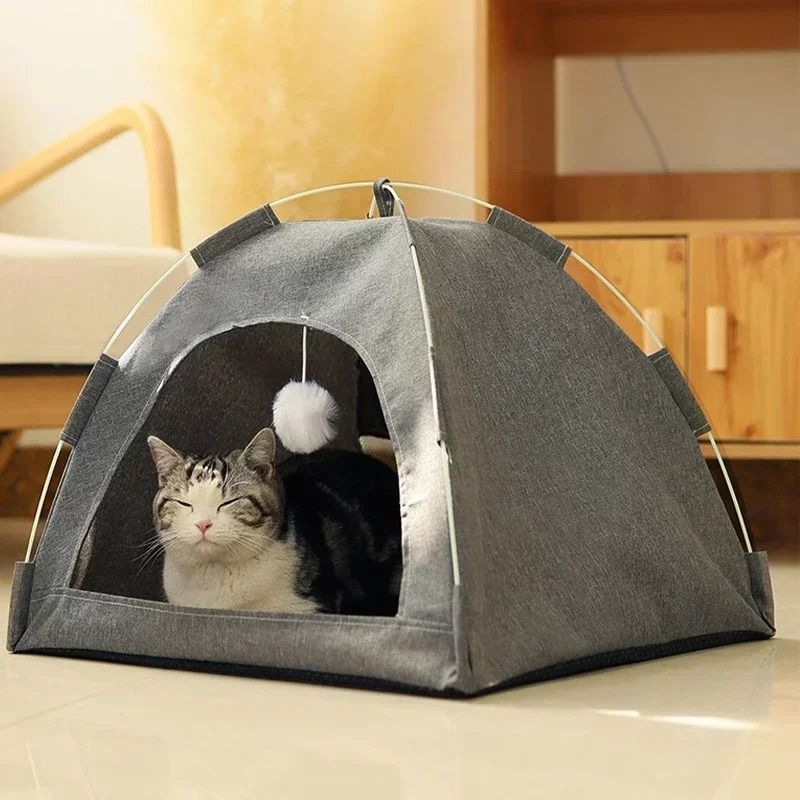 Canvas Pet Tent Bed Cozy Cat Cave for Cats and Small Dogs