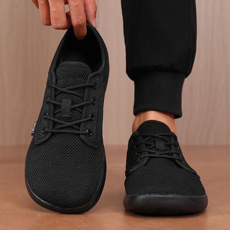 Wide Toe Men Shoes Breathable Knitted Mesh Soft Sole Casual Walking Shoes