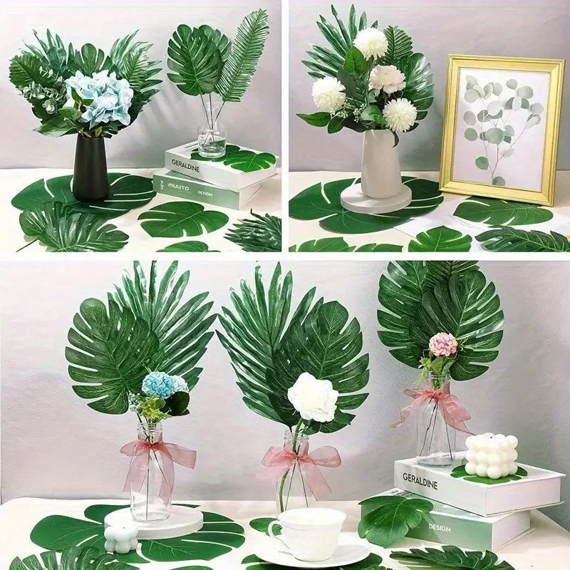 Lush Tropics Artificial Palm Leaves Set for Jungle Party & Home Decor