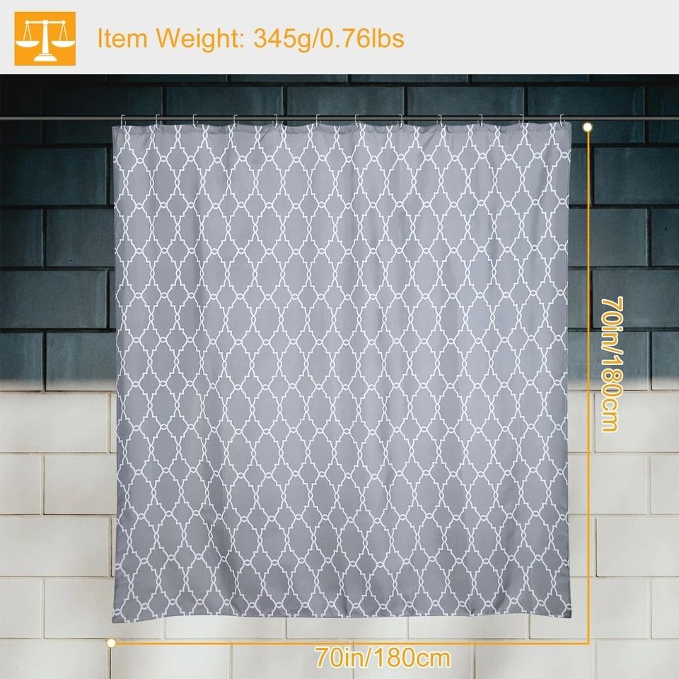 Polyester Shower Curtain, Waterproof Bathroom Drapes, Mildew-Resistant with Eco-Friendly Material