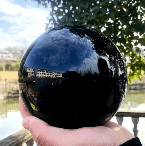 Natural Black Tourmaline Quartz Crystal Ball – Healing Chakra Energy Sphere Decor