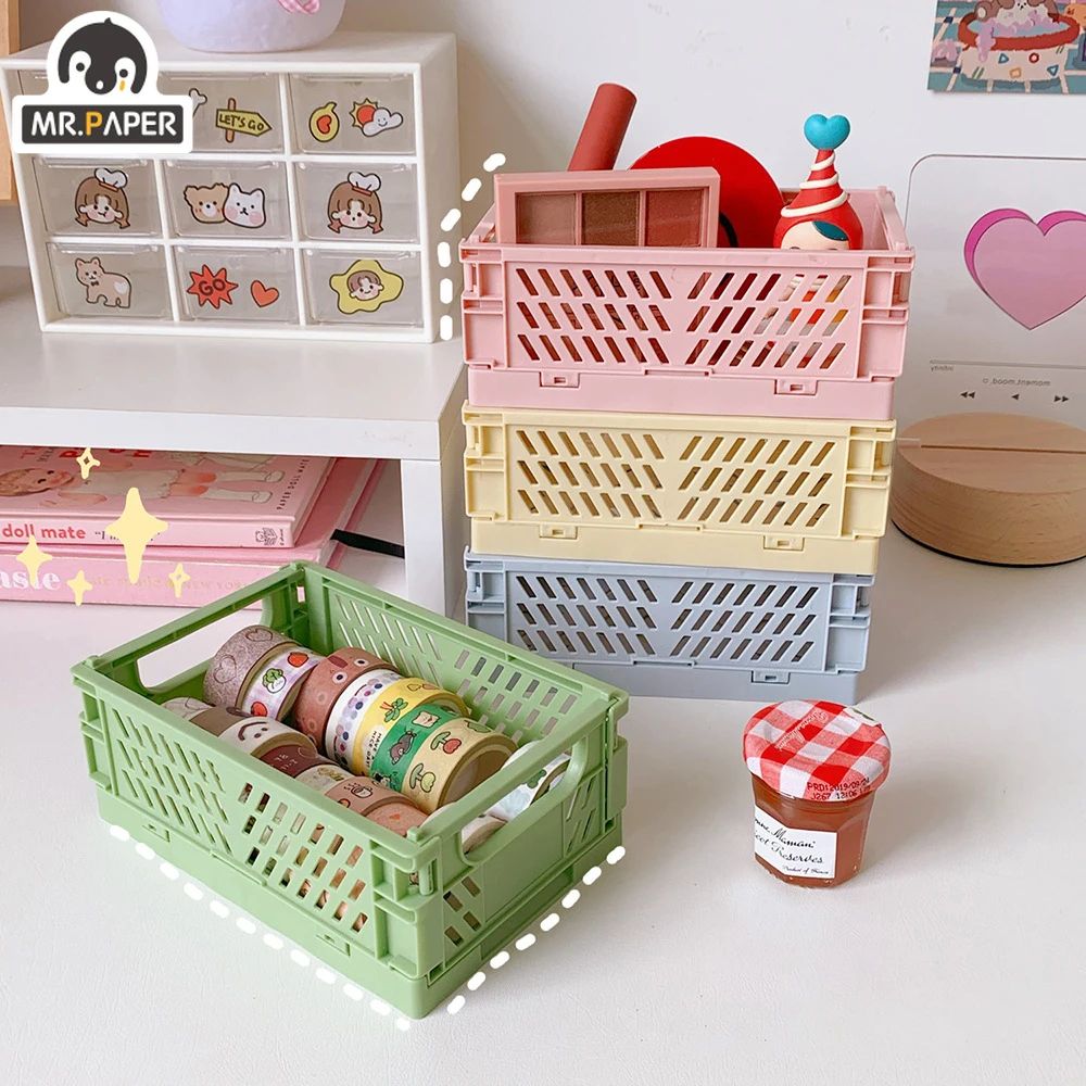 Mr.paper Stackable Foldable Plastic Stationery Holder Set